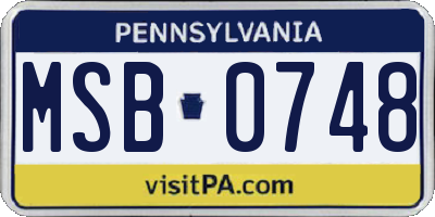 PA license plate MSB0748