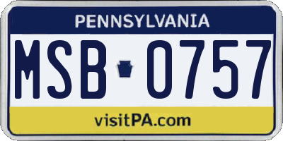 PA license plate MSB0757