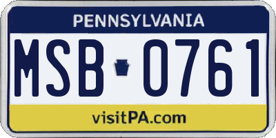 PA license plate MSB0761