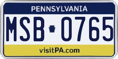 PA license plate MSB0765