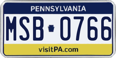 PA license plate MSB0766