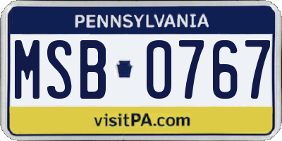 PA license plate MSB0767