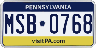 PA license plate MSB0768
