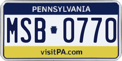 PA license plate MSB0770