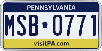 PA license plate MSB0771