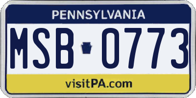 PA license plate MSB0773