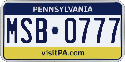 PA license plate MSB0777