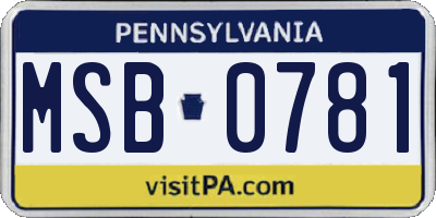 PA license plate MSB0781