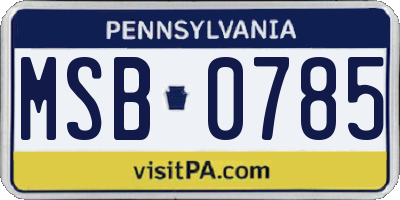 PA license plate MSB0785