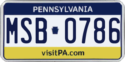 PA license plate MSB0786