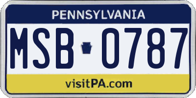 PA license plate MSB0787