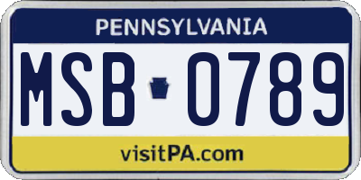 PA license plate MSB0789
