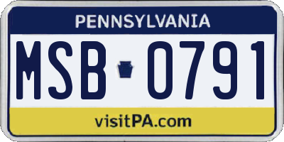 PA license plate MSB0791