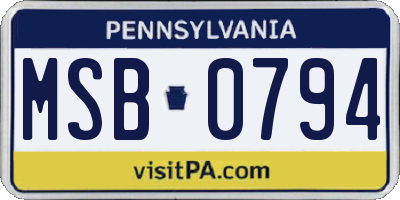 PA license plate MSB0794