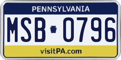 PA license plate MSB0796