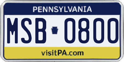 PA license plate MSB0800