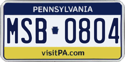 PA license plate MSB0804