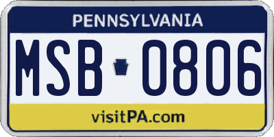 PA license plate MSB0806
