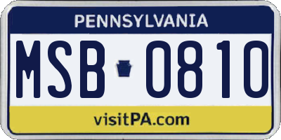 PA license plate MSB0810