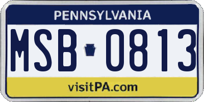 PA license plate MSB0813