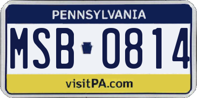 PA license plate MSB0814