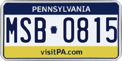 PA license plate MSB0815