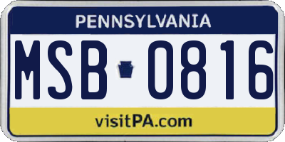 PA license plate MSB0816