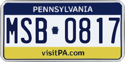 PA license plate MSB0817