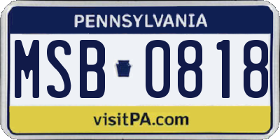 PA license plate MSB0818