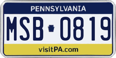 PA license plate MSB0819
