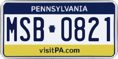 PA license plate MSB0821