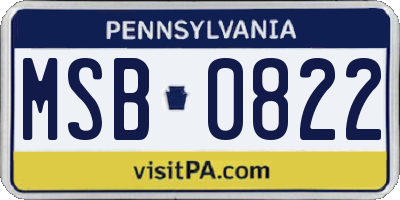 PA license plate MSB0822