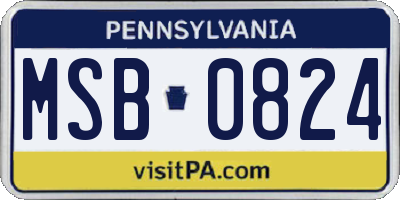 PA license plate MSB0824
