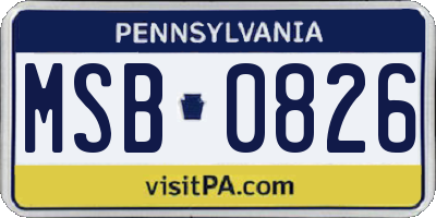 PA license plate MSB0826