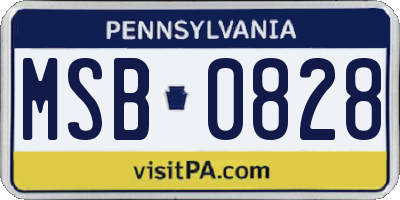 PA license plate MSB0828