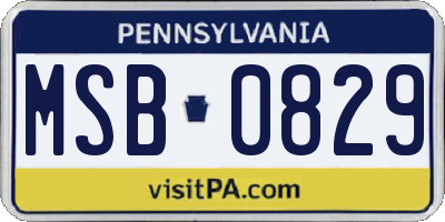 PA license plate MSB0829
