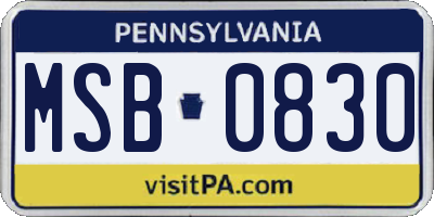 PA license plate MSB0830