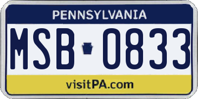 PA license plate MSB0833