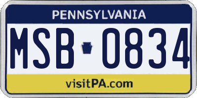 PA license plate MSB0834