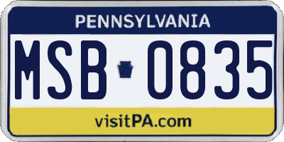 PA license plate MSB0835