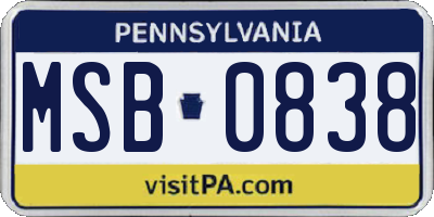 PA license plate MSB0838