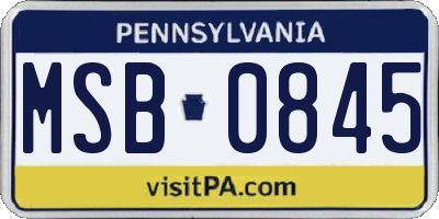 PA license plate MSB0845