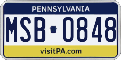 PA license plate MSB0848