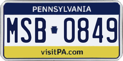 PA license plate MSB0849