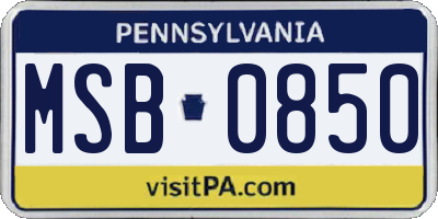 PA license plate MSB0850