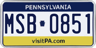 PA license plate MSB0851