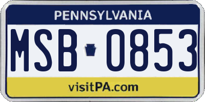 PA license plate MSB0853