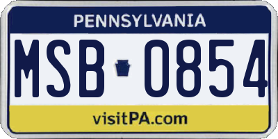 PA license plate MSB0854