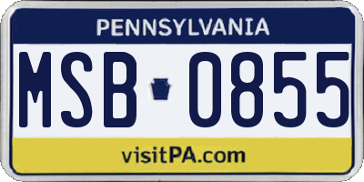 PA license plate MSB0855