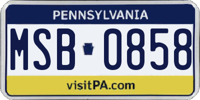 PA license plate MSB0858